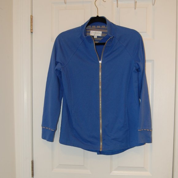 ERIN LONDON Women's Cobalt Blue /Grey Light Zipper Jacket Size Small - Picture 1 of 7